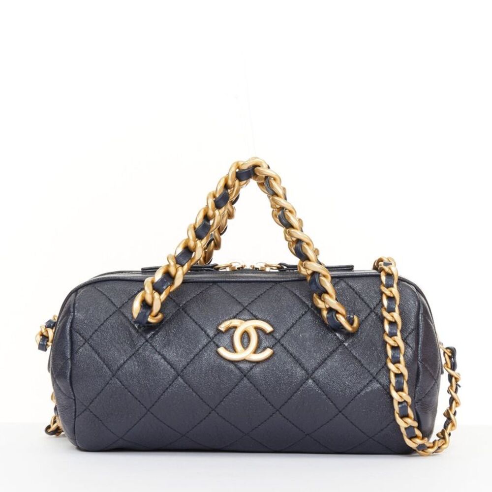 Chanel 2020 Fashion Therapy Black Leather Bowling Bag